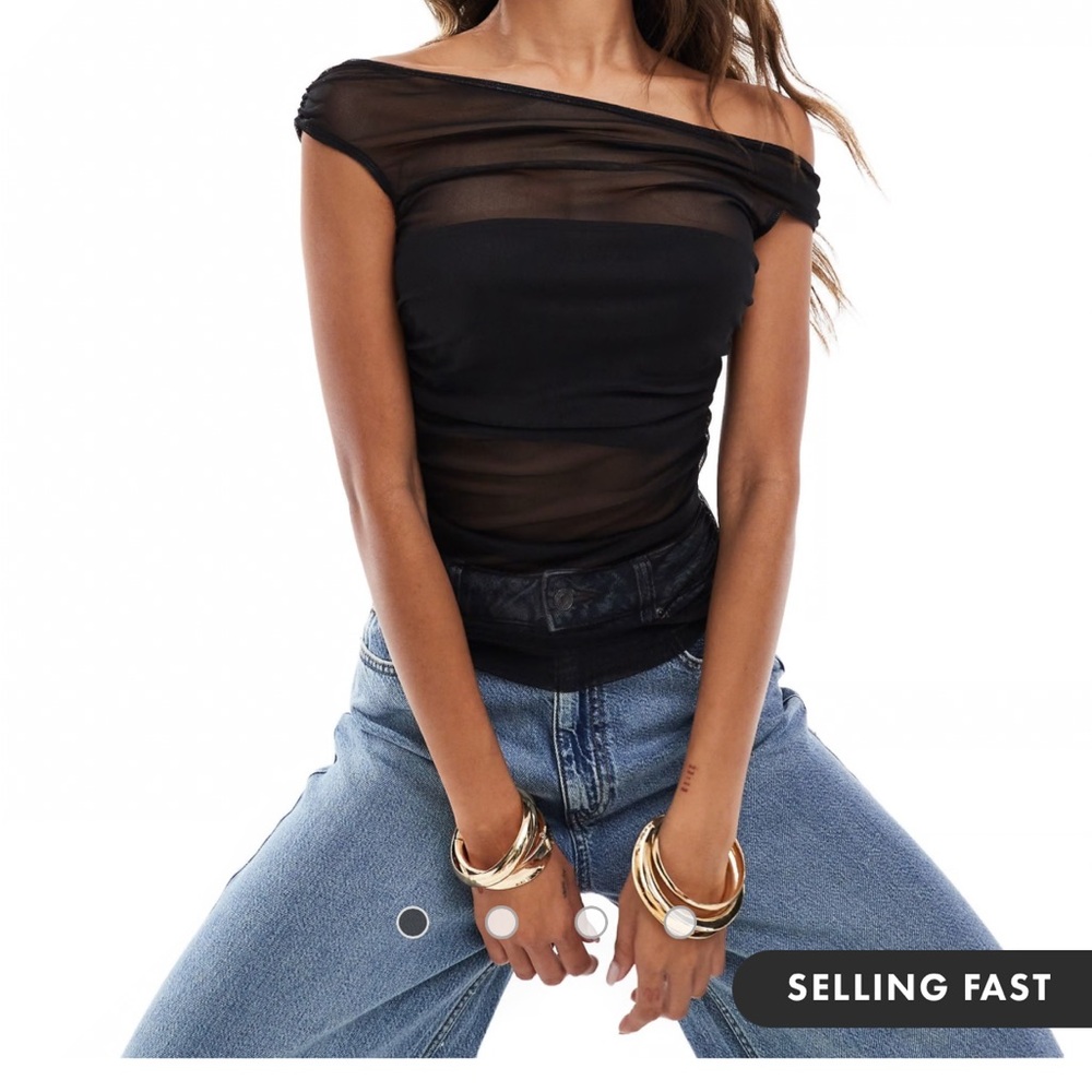 ASOS Black Sheer Off-Shoulder Blouse